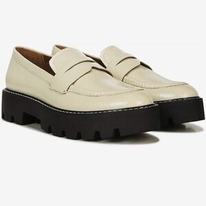 Franco Sarto Cream Loafers with Black Soles